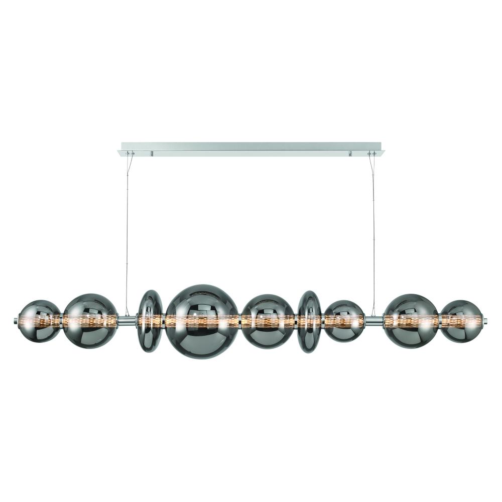 Atomo 74&#34; LED Chandelier In Chrome With Smoked Glass