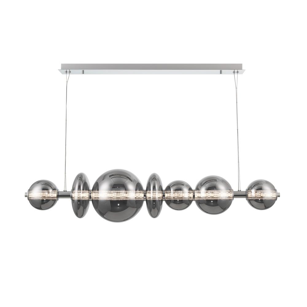 Atomo 1 Light Chandelier in Chrome with Smoked Glass