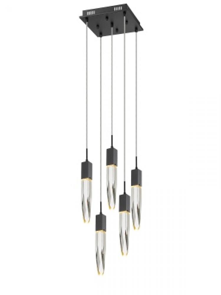 The Original Aspen Collection Chrome 5 Light Pendant Fixture With Clear Crystal