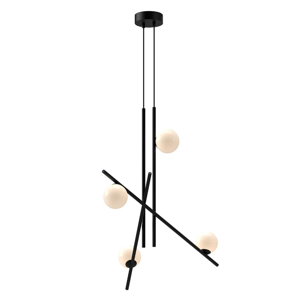 Amara 32-in Black/Glossy Opal Glass LED Chandeliers