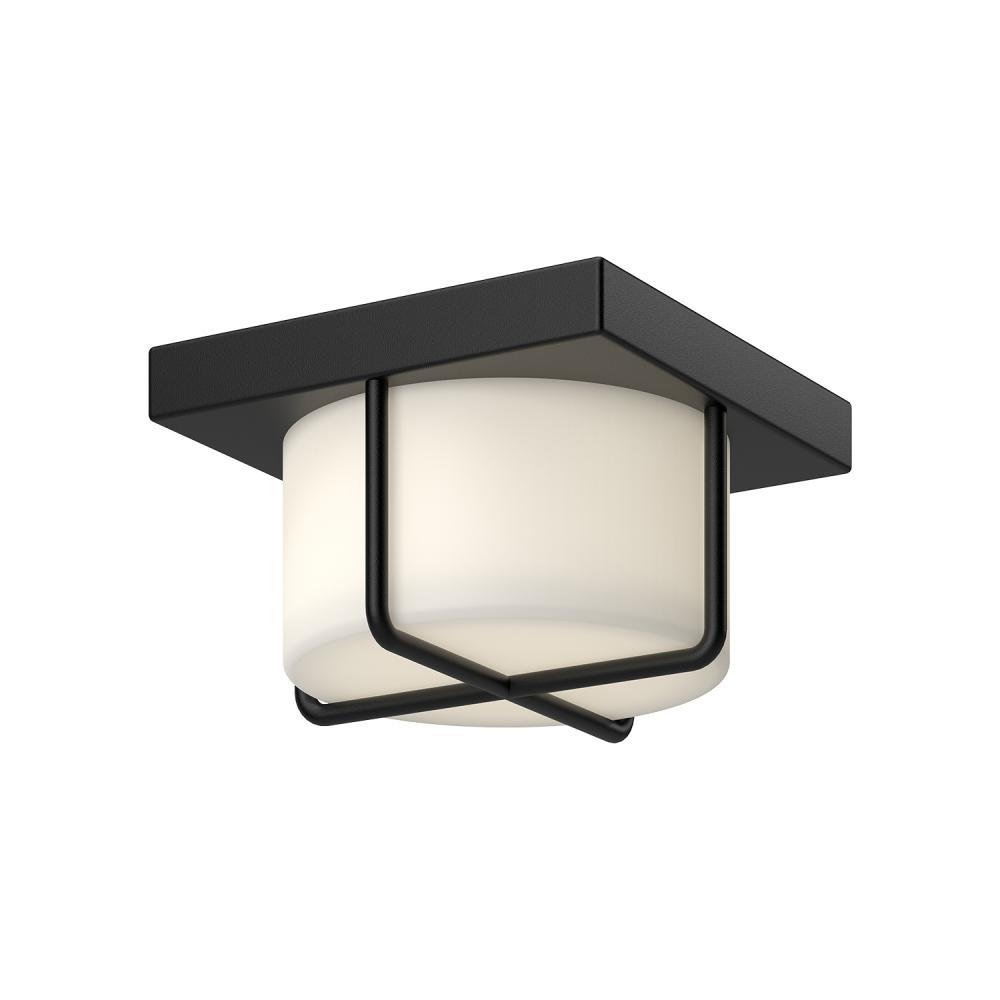 Regalo 7-in Black/Opal Glass LED Flush Mount