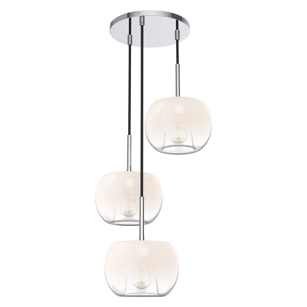 Samar 14-in Chrome/Opal Glass 3 Lights Chandeliers