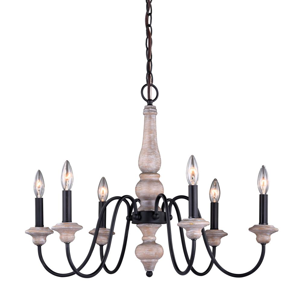 Georgetown 6L Chandelier Vintage Ash and Oil Burnished Bronze