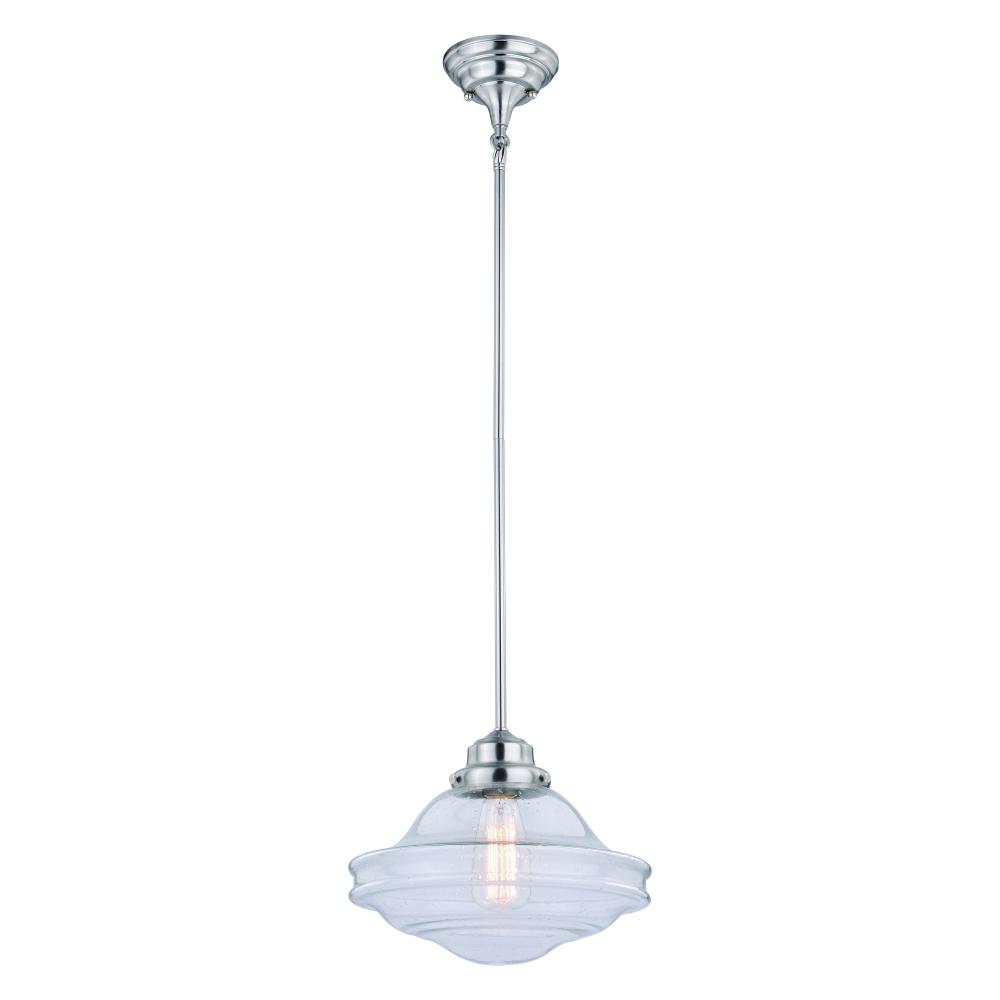 Huntley 12-in Pendant Clear Glass Satin Nickel