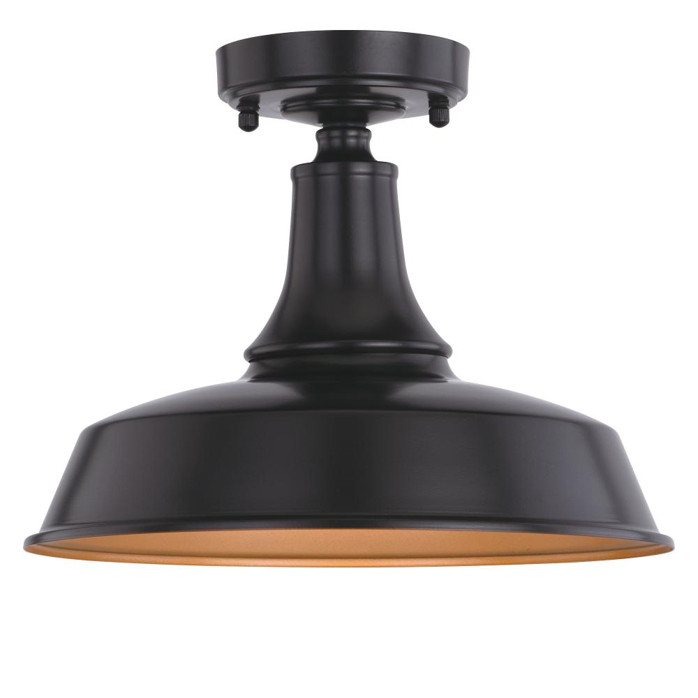 Dorado 12 in. W Outdoor Semi-Flush Mount Dark Bronze with Light Gold