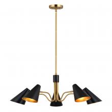 Vaxcel International H0279 - Pryce 30.75-in. 5 Light Chandelier Matte Black and Satin Brass