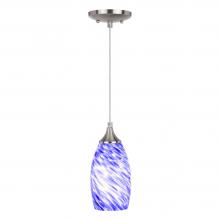 Vaxcel International P0383 - Milano 4.75-in. Mini Pendant Azzura Glass Satin Nickel