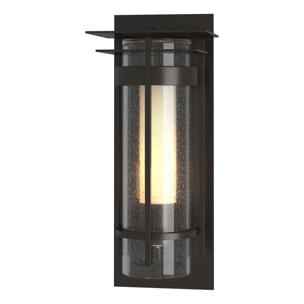 Torch  Seeded Glass Small Outdoor Sconce with Top Plate