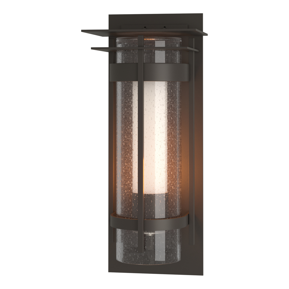 Torch  Seeded Glass XL Outdoor Sconce with Top Plate