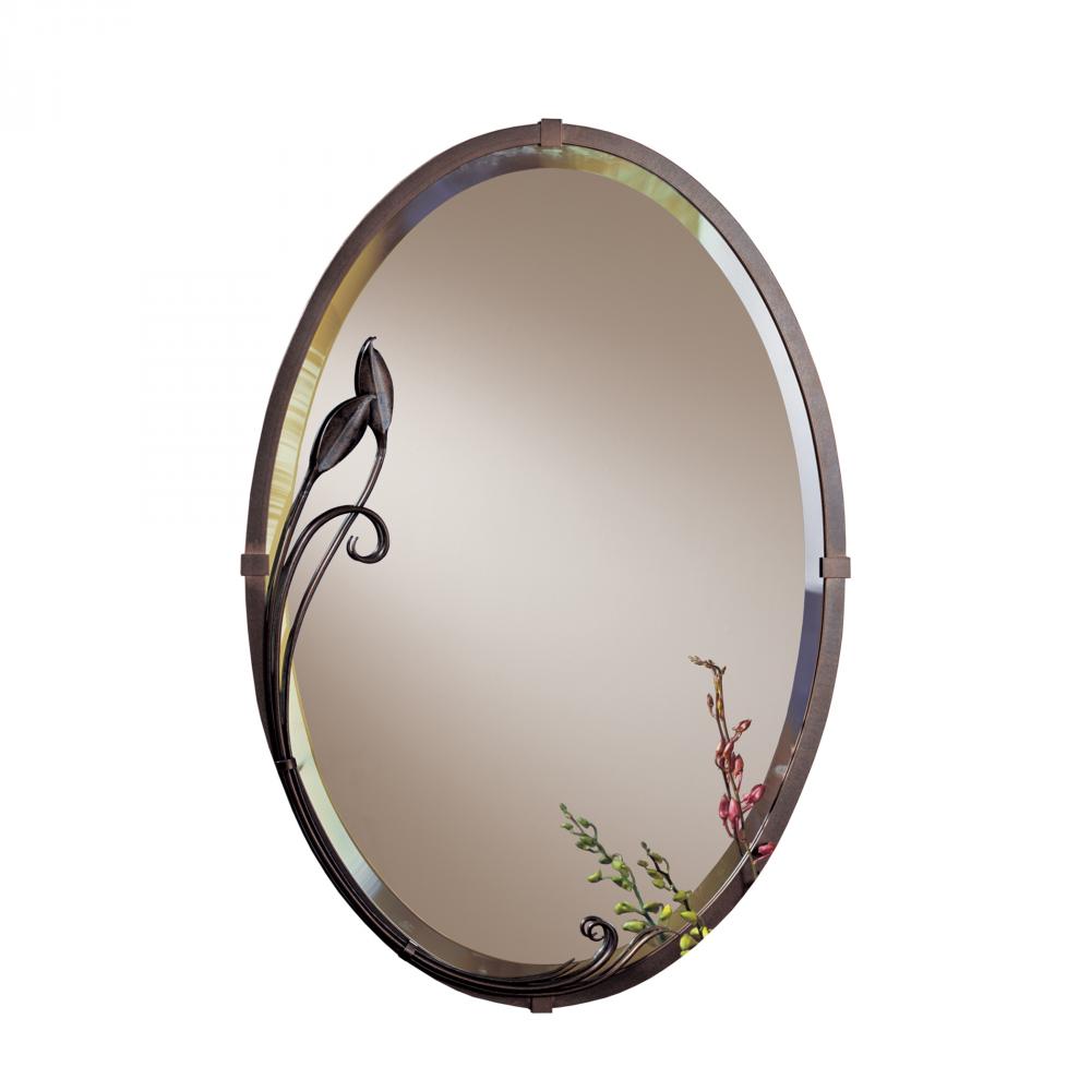 Beveled Oval Mirror with Leaf