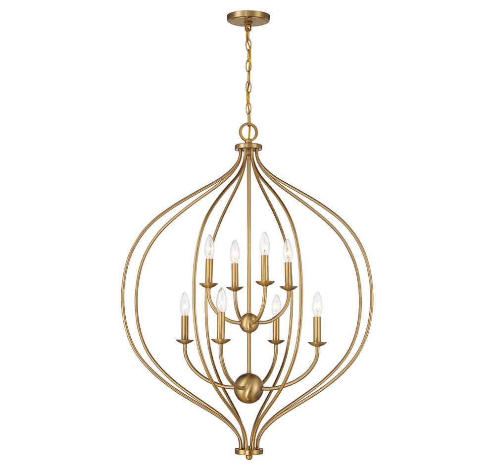 Orchid 8-Light Pendant in Warm Brass