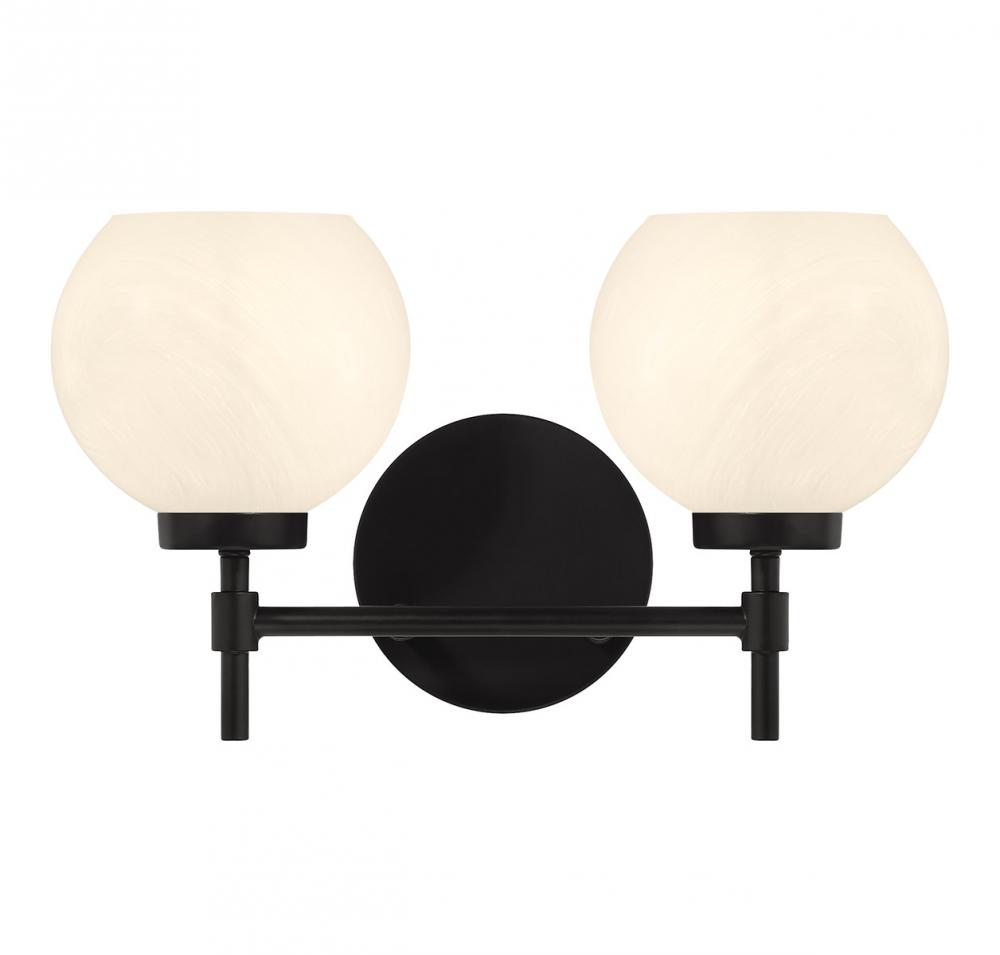 Hannah 2-Light Bathroom Vanity Light in Matte Black