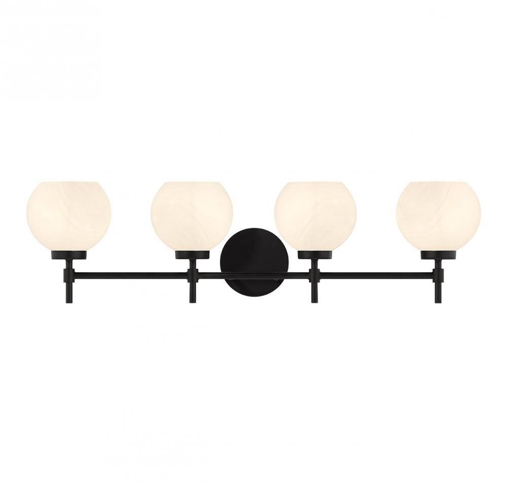 Hannah 4-Light Bathroom Vanity Light in Matte Black