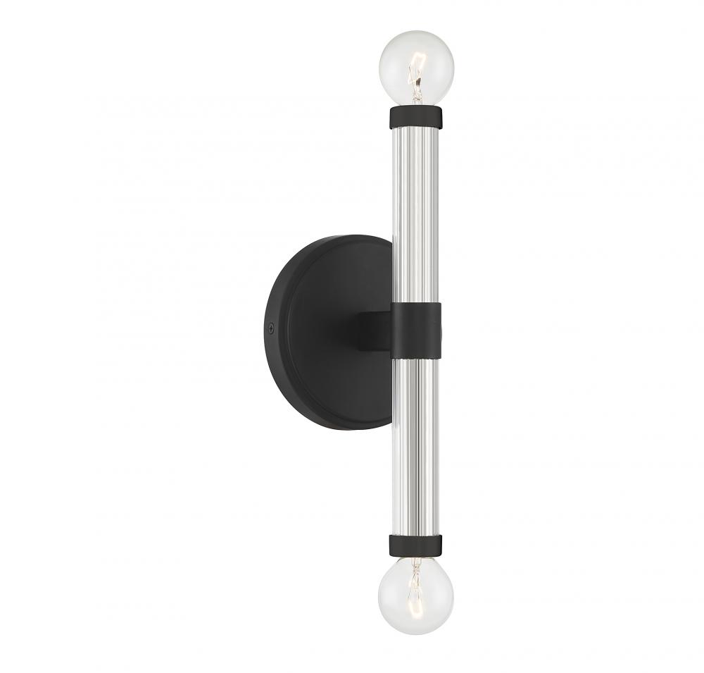 Kingsburg 2-Light Wall Sconce in Matte Black