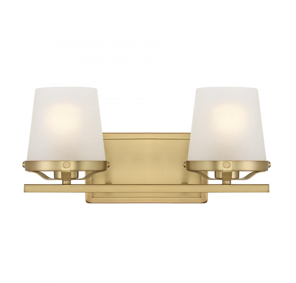 Klein 2-Light Bathroom Vanity Light in Warm Brass