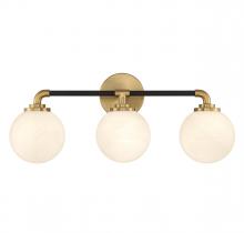 Lighting One US V6-L8-9604-3-143 - Dresden 3-Light Bathroom Vanity Light in Matte Black with Warm Brass Accents