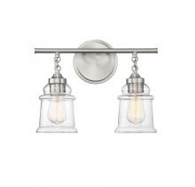 Lighting One US V6-L8-8055-2-SN - Fuller 2-Light Bathroom Vanity Light in Satin Nickel