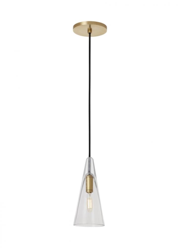 Sean Lavin Selina 1-light dimmable small accent pendant with natural brass finish and glass shade