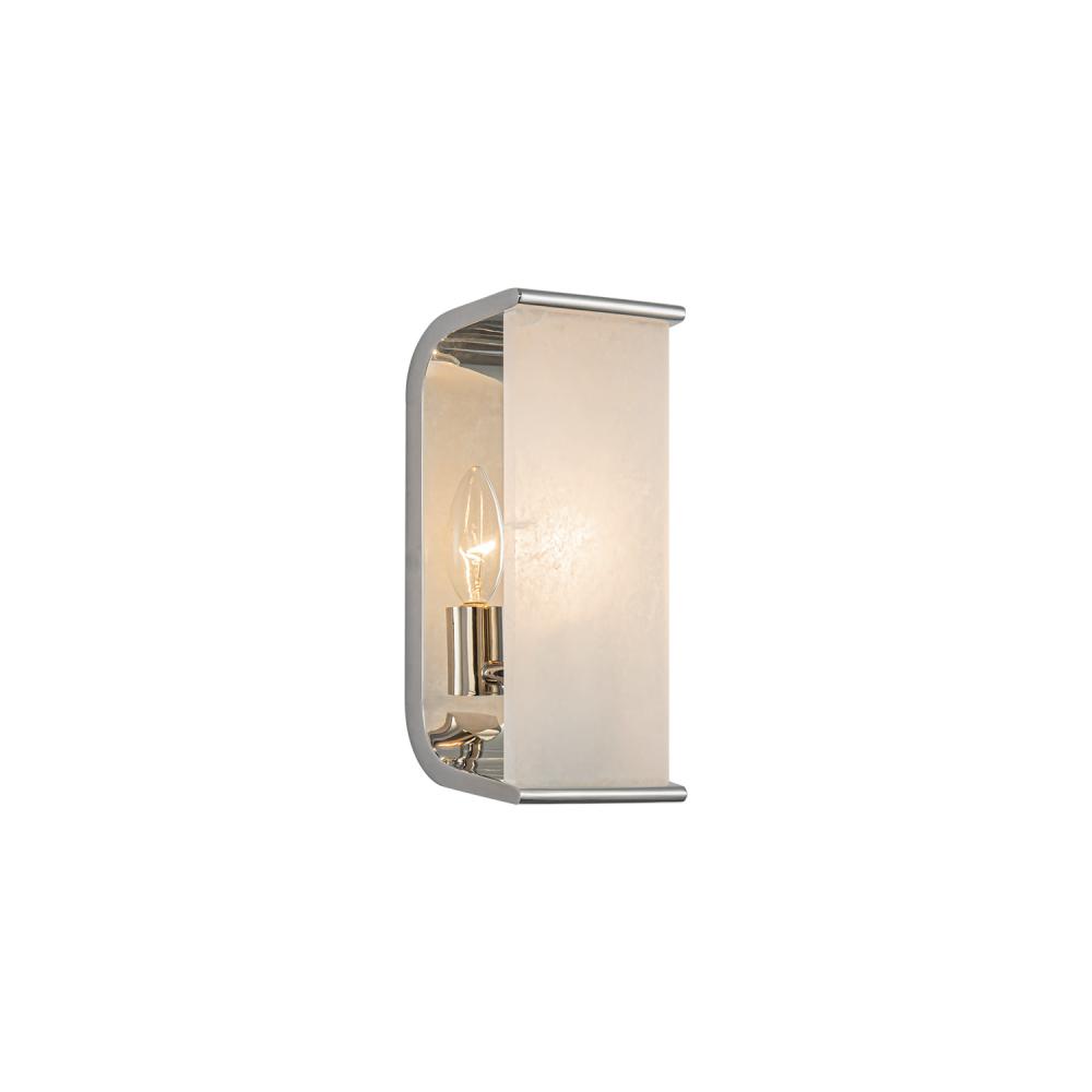 Abbott 10-in Polished Nickel/Alabaster 1 Light Wall/Vanity