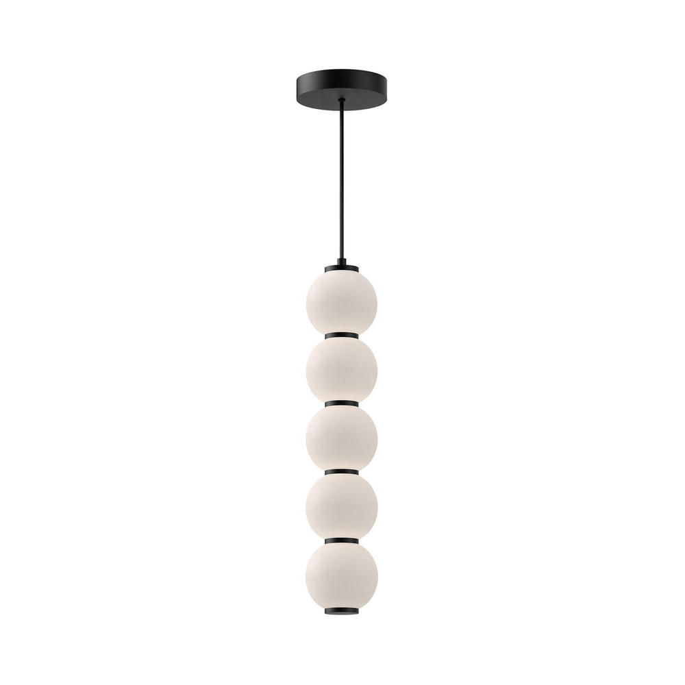 Bijou 5-in Matte Black/Opal Matte Glass LED Pendant