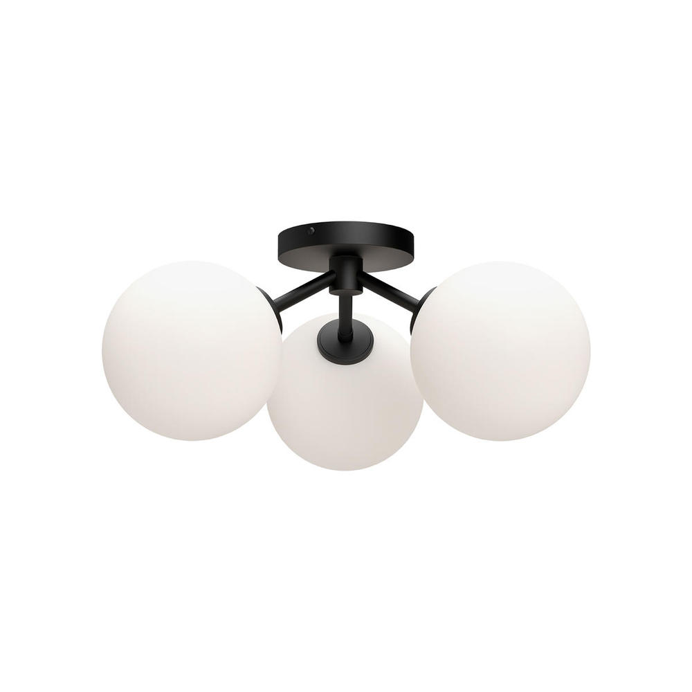 Cassia 17-in Matte Black/Opal Matte Glass 3 Lights Semi Flush Mount