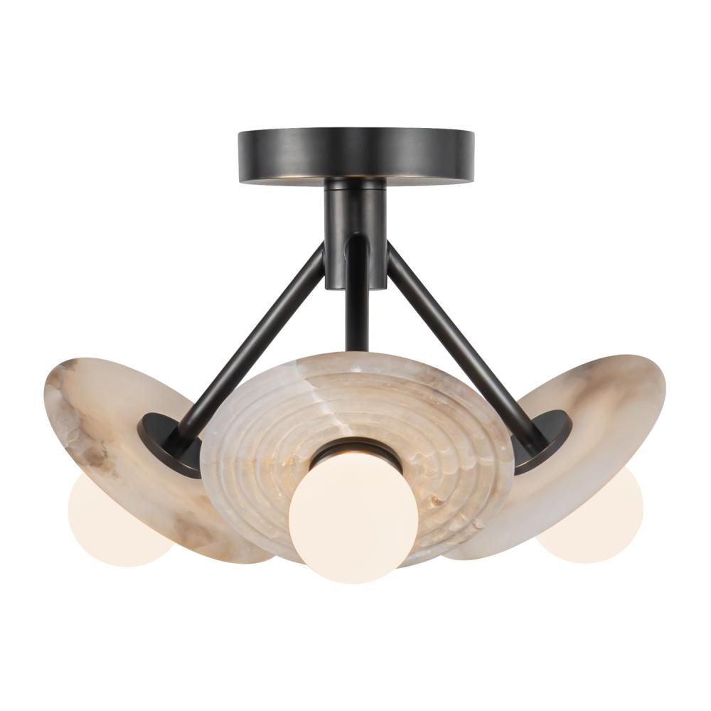 Dahlia 13-in Urban Bronze/Alabaster LED Semi Flush Mount