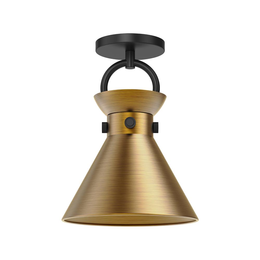 Emerson 9-in Matte Black/Aged Gold 1 Light Semi Flush Mount