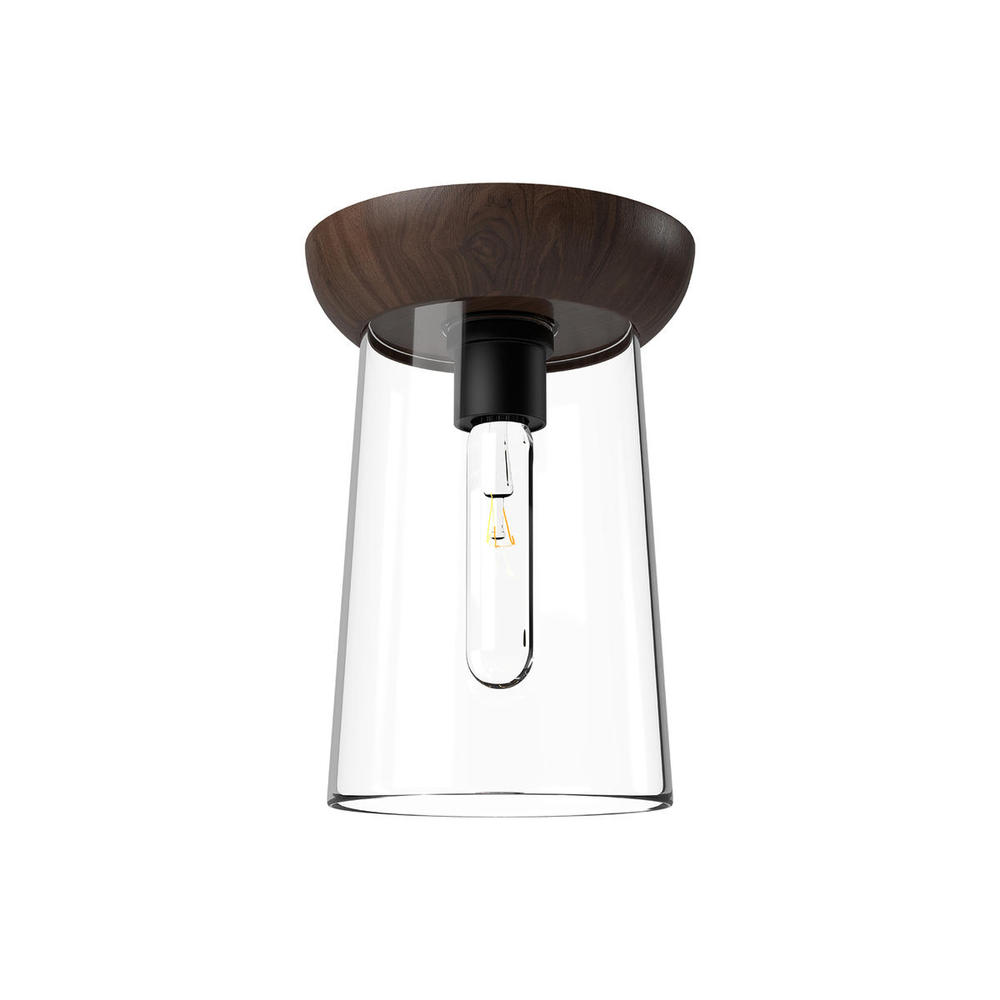 Emil 7-in Matte Black/Walnut 1 Light Flush Mount