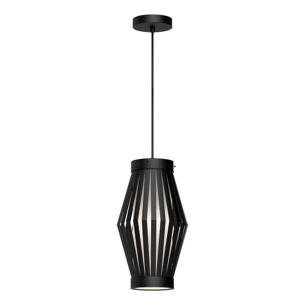 Hana 9-in Matte Black/Opal Matte Glass 1 Light Pendant