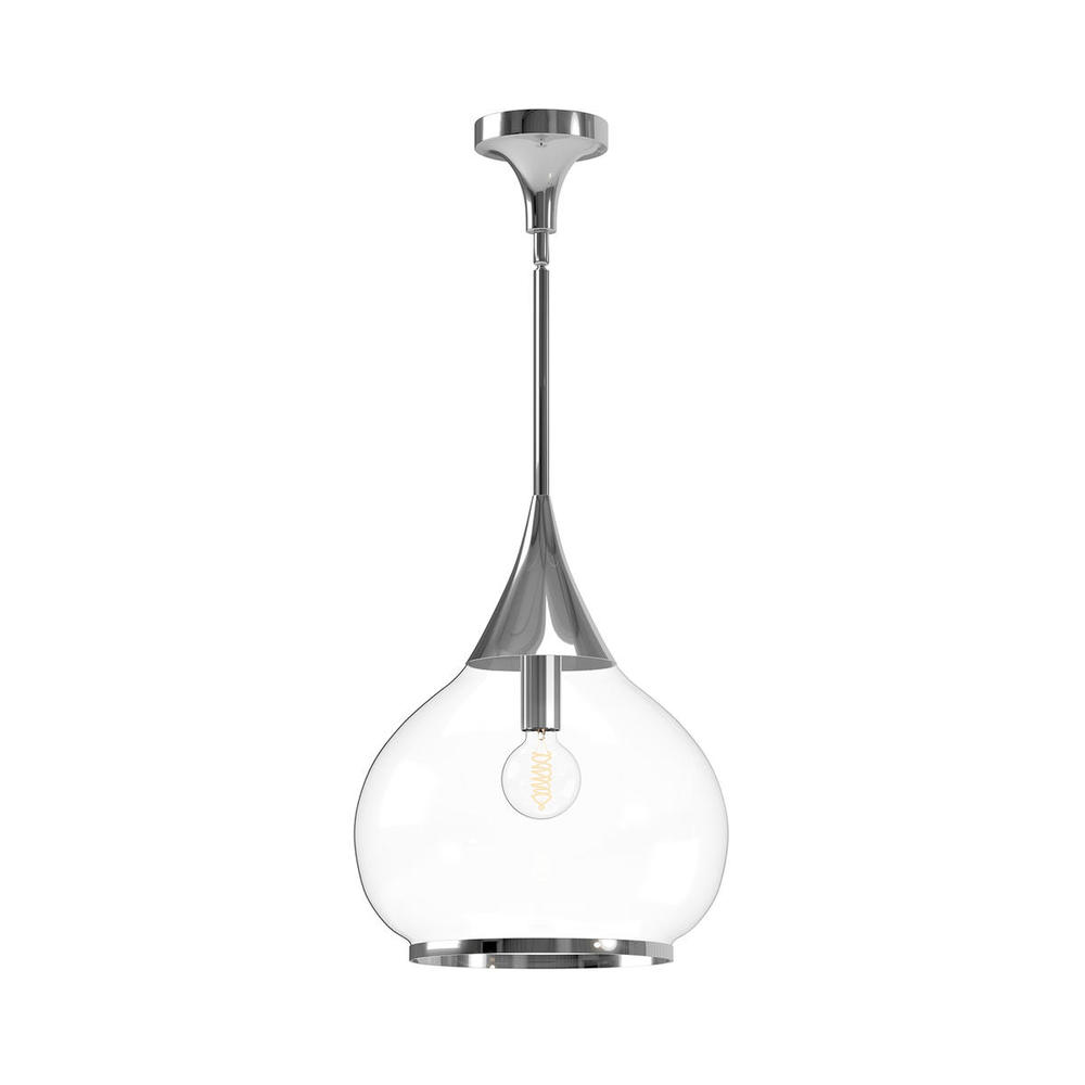 Hazel 14-in Chrome/Clear Glass 1 Light Pendant