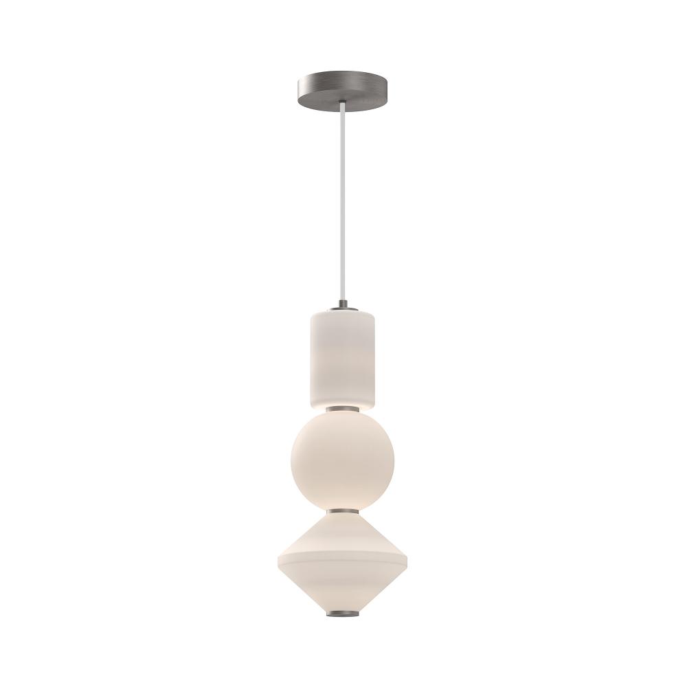 Bijou 8-in Brushed Nickel/Opal Matte Glass LED Pendant