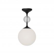 Alora Lighting SF415308MBOP - Celia 8-in Matte Black/Opal Glass 1 Light Semi Flush Mount