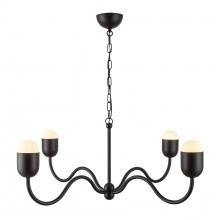 Alora Lighting CH558439MBOP - Effie 39-in Matte Black/Opal Glass Socket Chandelier