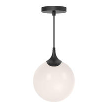 Alora Lighting PD505108MBOP - Nouveau 8-in Matte Black/Opal Matte Glass 1 Light Pendant