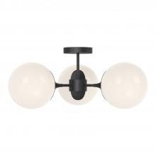 Alora Lighting SF505326MBOP - Nouveau 26-in Matte Black/Opal Matte Glass 3 Lights Semi Flush Mount