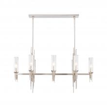 Alora Lighting LP335838PNCR - Torres 38-in Polished Nickel/Ribbed Glass 8 Lights Linear Pendant