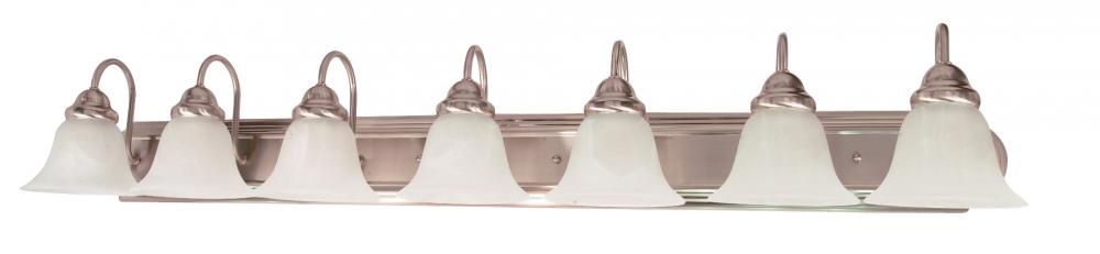 Ballerina - 7 Light 48&#34; Vanity with Alabaster Glass - Brushed Nickel Finish