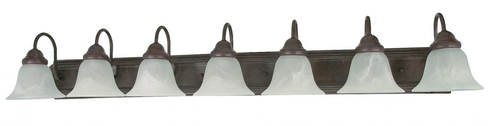 Ballerina - 7 Light 48&#34; Vanity w/ Alabaster Glass Bell Shades - Old Bronze