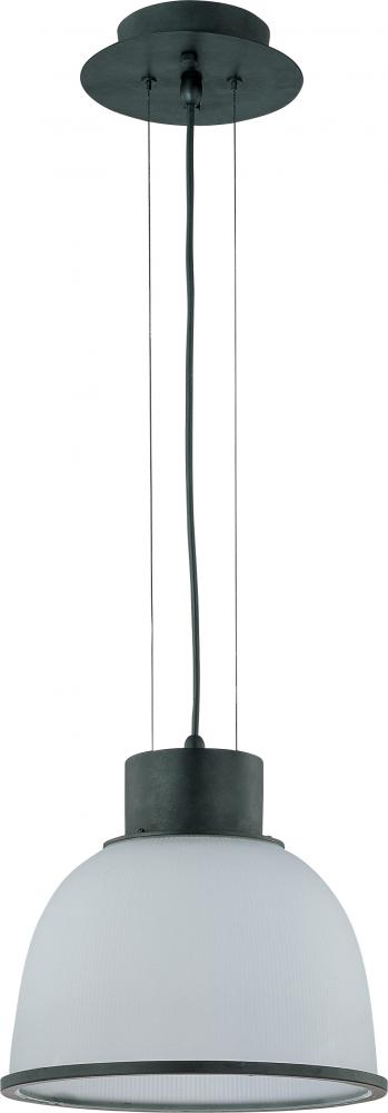 1-Light 12&#34; Pendant Light Fixture in Aged Bronze Finish with Frosted Prismatic Glass