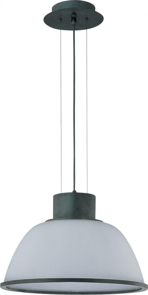 1-Light 20&#34; Pendant in Aged Bronze with Frosted Prismatic Glass