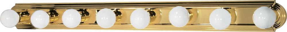 8 Light - 48&#34; Vanity Strip - Polished Brass Finish