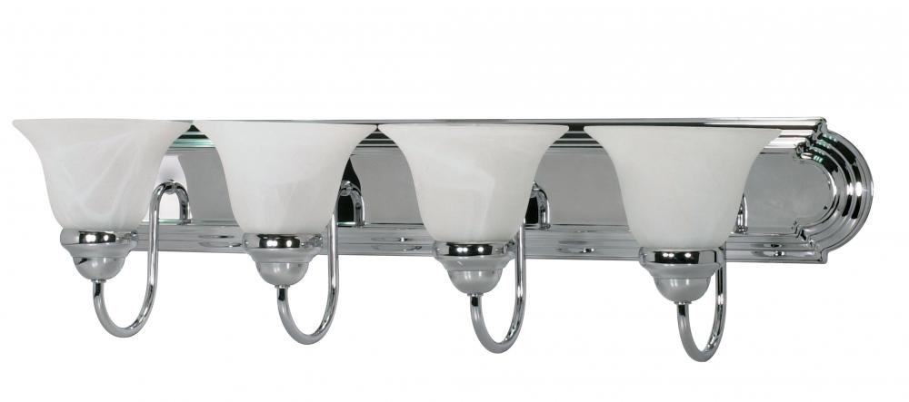 Ballerina - 4 Light 30&#34; Vanity with Alabaster Glass - Polished Chrome Finish