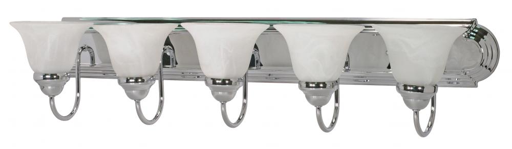 Ballerina - 5 Light 36&#34; Vanity with Alabaster Glass - Polished Chrome Finish