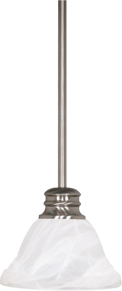 Empire - 1 Light 7&#34; Mini Pendant with Alabaster Glass - Brushed Nickel Finish