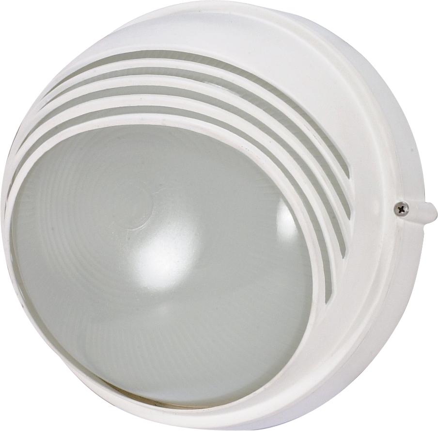 1 Light - 10&#34; Round Hood Bulkhead - Semi Gloss White Finish