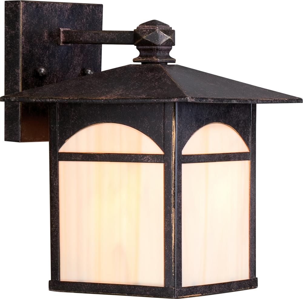 1-Light 7.75&#34; Wall Mounted Outdoor Fixture in Umber Bronze Finish and Honey Stained Glass