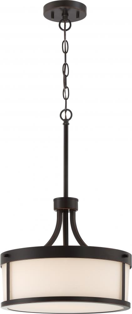 Denver - 2 Light Pendant with Satin White Glass - Mahogany Bronze Finish