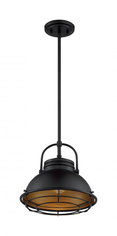 Upton - 1 Light Pendant with- Dark Bronze and Gold Finish