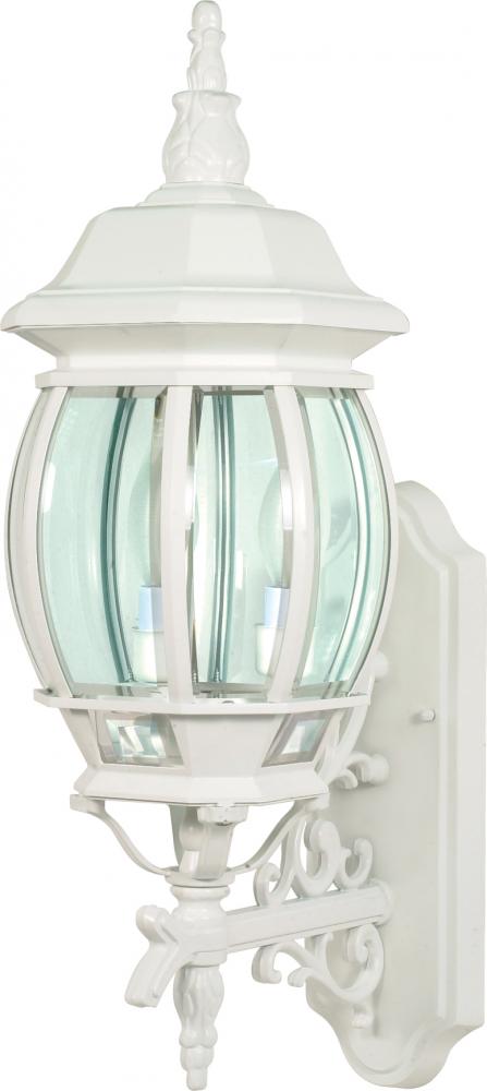 Central Park - 3 Light 22&#34; Wall Lantern with Clear Beveled Glass - White Finish