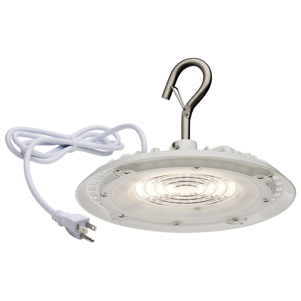 60 Watt; Hi-Pro Shop Light with Plug; 8&#34; Dia.; 3000K; White Finish; 120 Volt